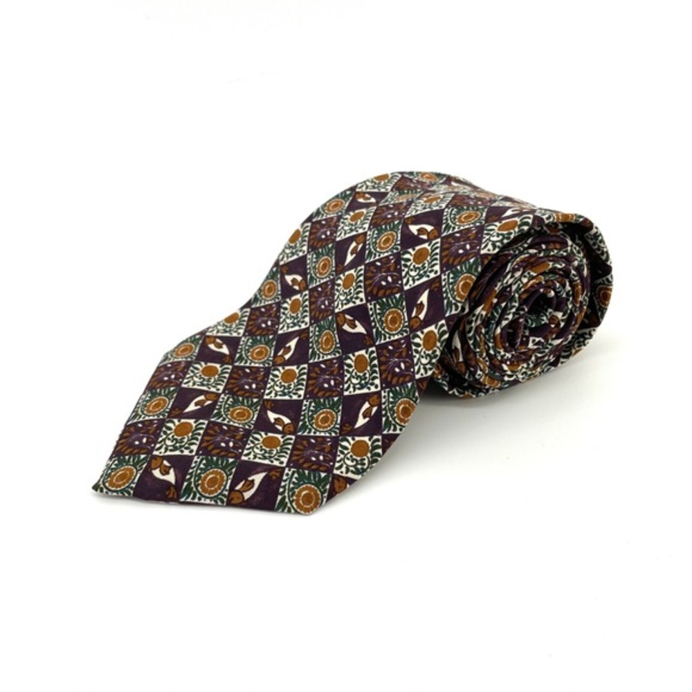🚀 VTG Christian Dior Monsieur Necktie‎ Plum Green Brown Mens Designer Tie